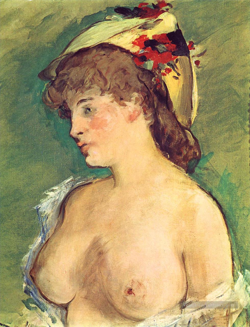 Femme blonde aux seins nus Nu impressionnisme Édouard Manet Peintures à l'huile